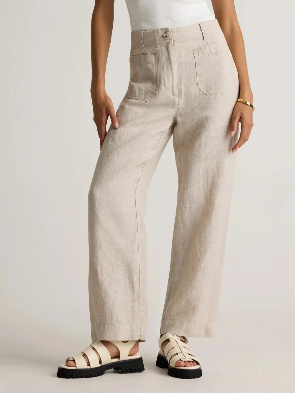 Quince NWT European Linen Patch Pocket Wide Leg Pant